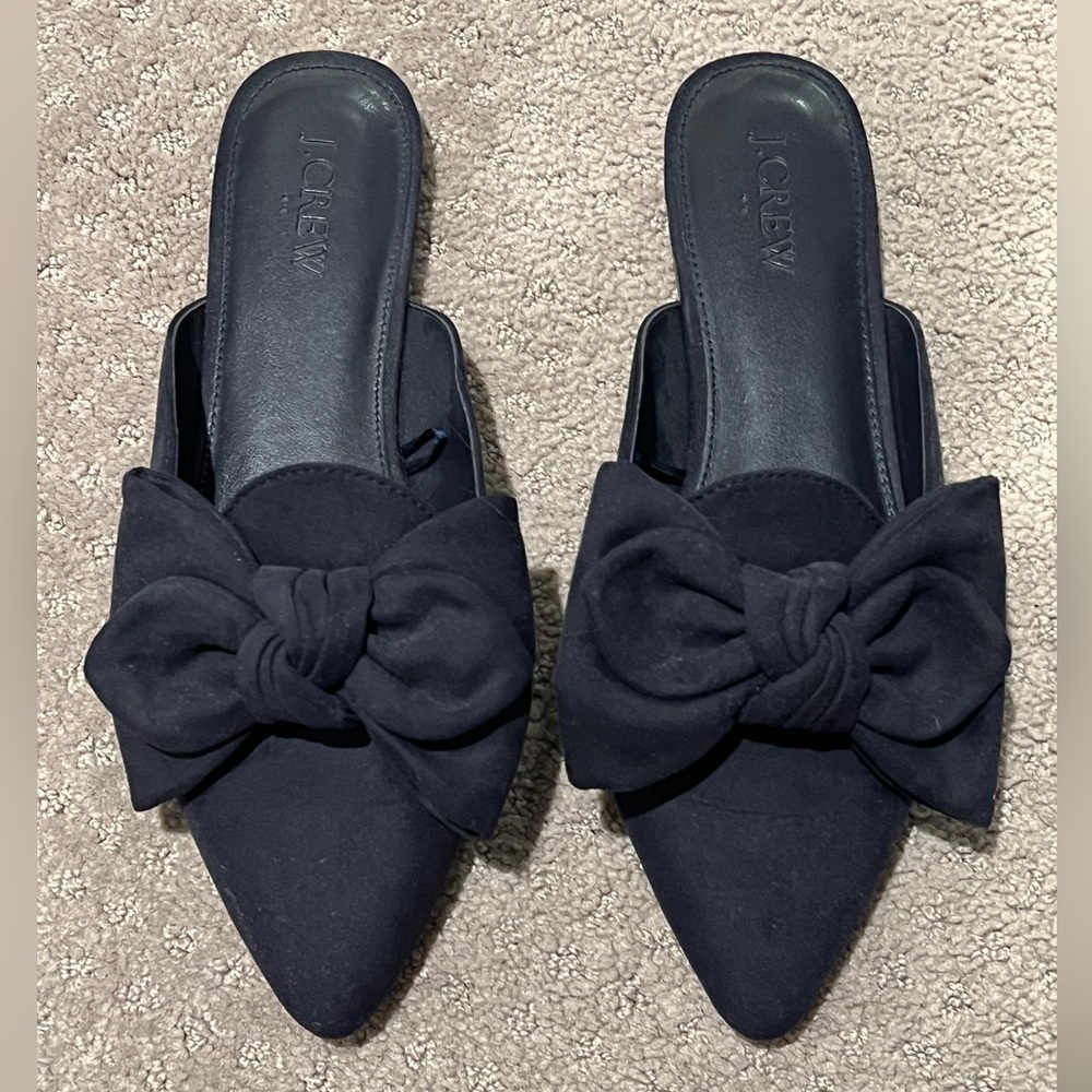 J Crew Bow Flats Shoes Mules 6.5
